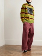 Acne Studios - Fega Wide-Leg Logo-Appliquéd Cotton-Jersey Sweatpants - Burgundy