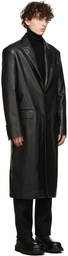 System Black Faux-Leather Coat