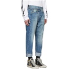 R13 Blue Cross Over Jeans