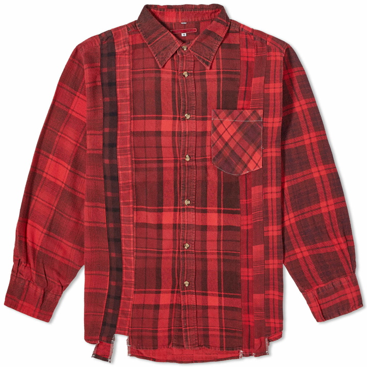 Photo: Needles Men's Rebuild 7 Cuts Over Dyed Flannel Shirt in Red