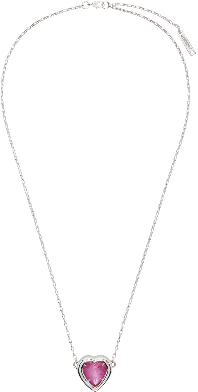 AMBUSH Silver Oval Cut Stone Charm Necklace Ambush