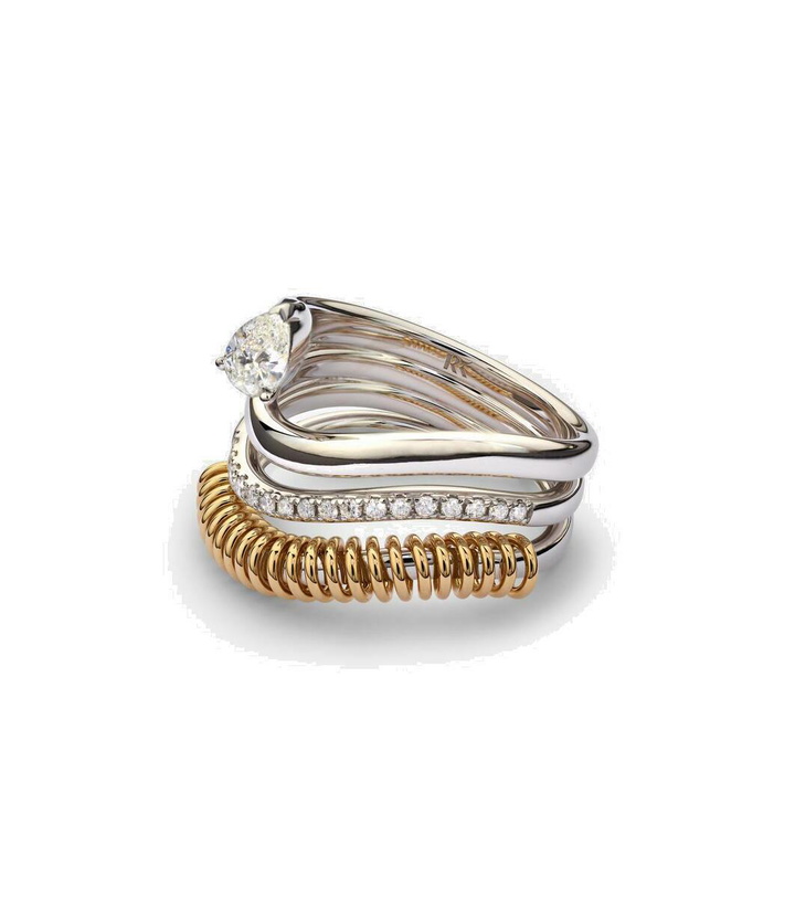 Photo: Rainbow K Versus Pear 18kt gold and white gold ring with diamonds