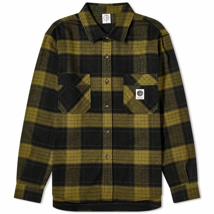 Photo: Polar Skate Co. Men's Mike Flannel Check Overshirt in Black/Army Green
