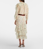 Ulla Johnson Meadow floral silk chiffon midi skirt