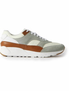 SAINT LAURENT - Bump Colour-Block Suede, Shell and Leather Low-Top Sneakers - Gray