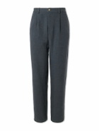 De Bonne Facture - Straight-Leg Pleated Linen and Wool-Blend Suit Trousers - Gray