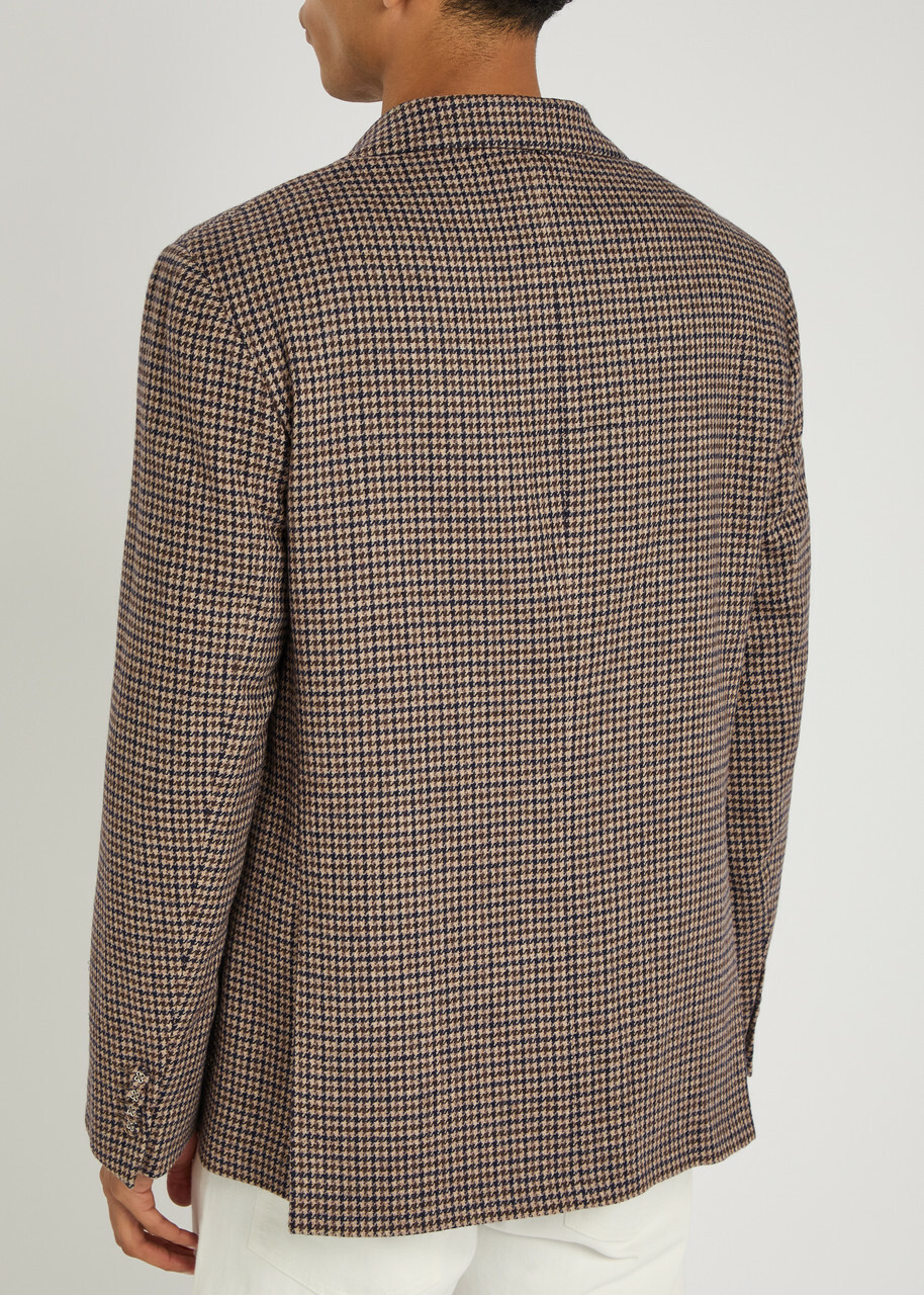 Officine Générale Houndstooth Wool-blend Blazer Brown