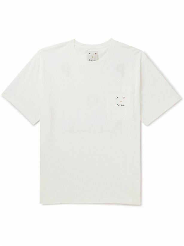 Photo: Pop Trading Company - Paul Smith Logo-Embroidered Printed Cotton-Jersey T-Shirt - White