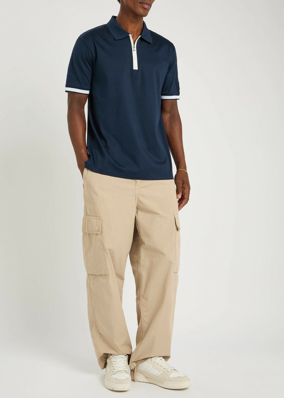 Sandbanks Logo Cotton Polo Shirt Navy