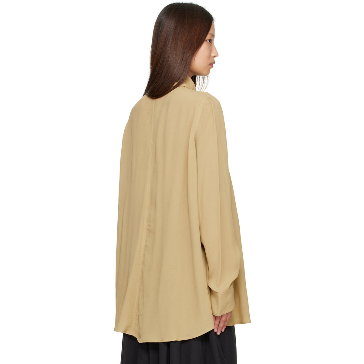 TOTEME Beige Draped Scarf Blouse