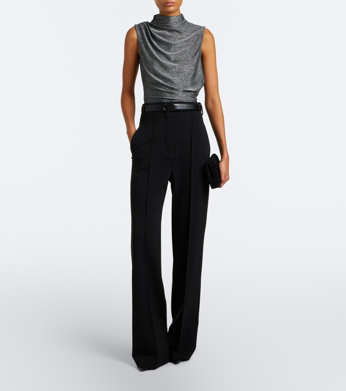 Veronica Beard Mylie jersey lamé top