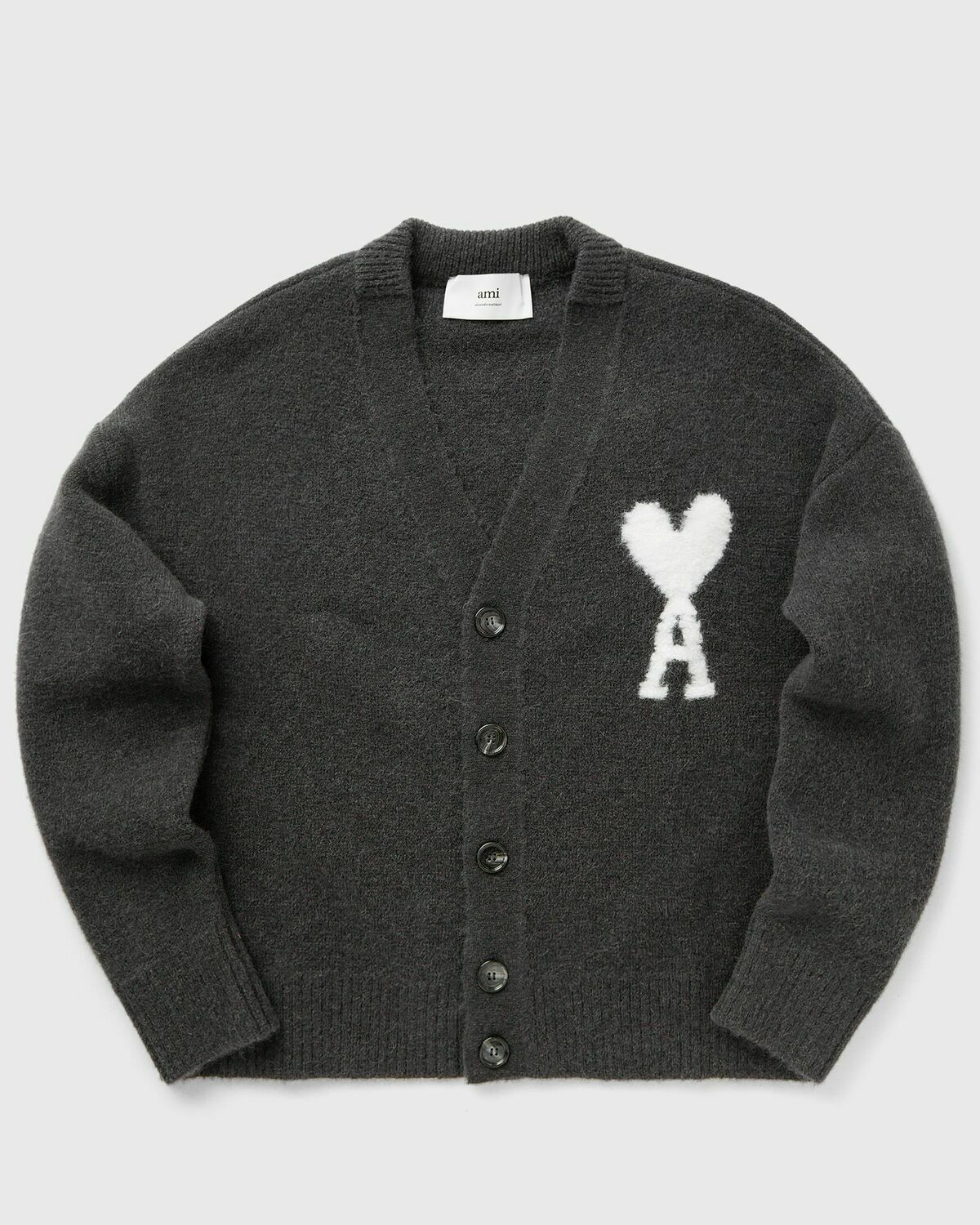 Ami Paris Cardigan Ami De Coeur Ecru Grey Zippers & Cardigans