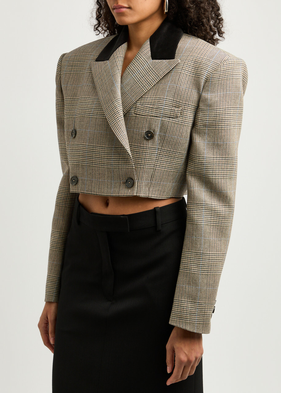 Giuseppe DI Morabito Houndstooth Cropped Blazer Brown