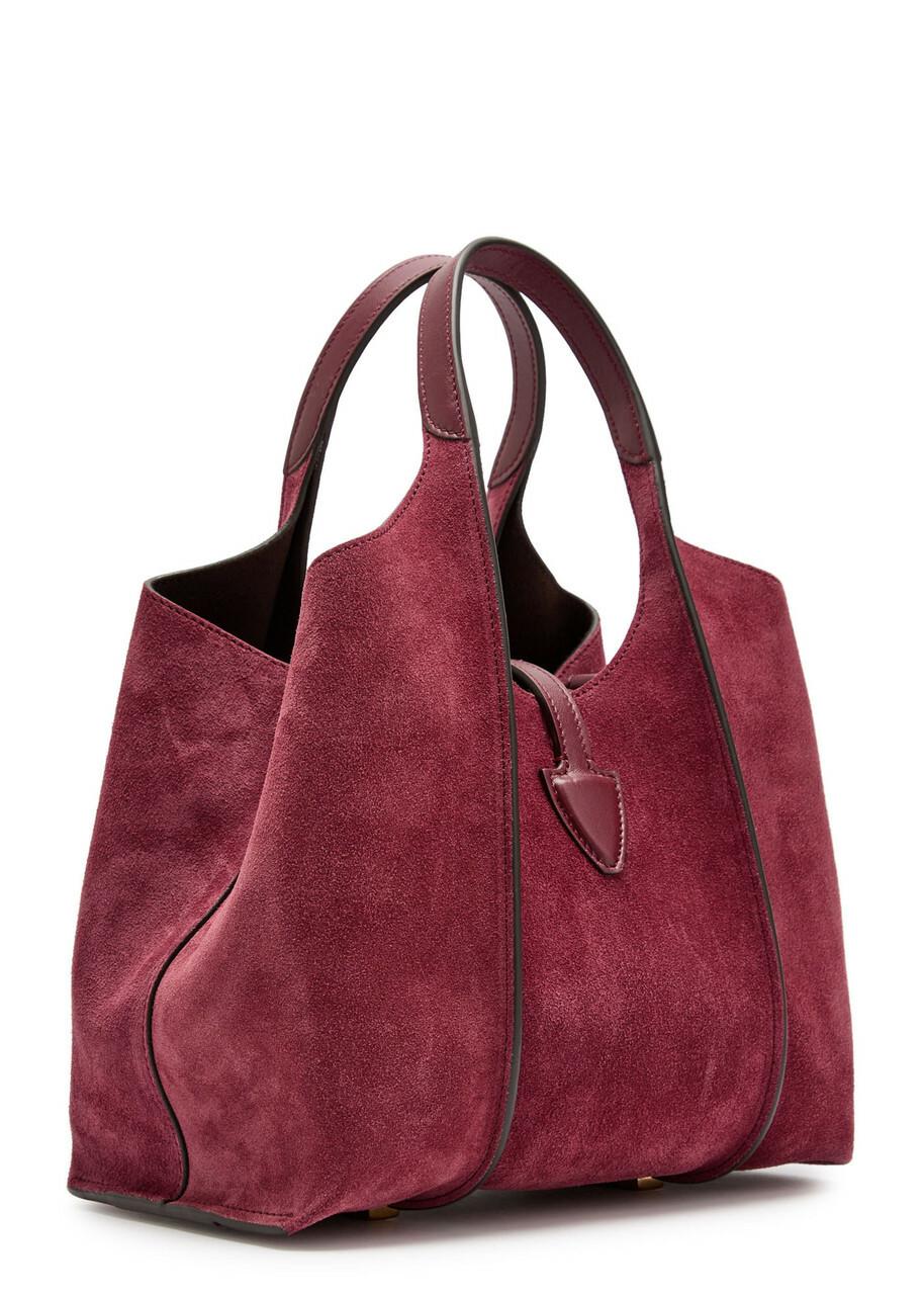 Tods T-plaque Suede Mini top Handle bag - Burgundy - One Size