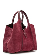 Tods T-plaque Suede Mini top Handle bag - Burgundy - One Size