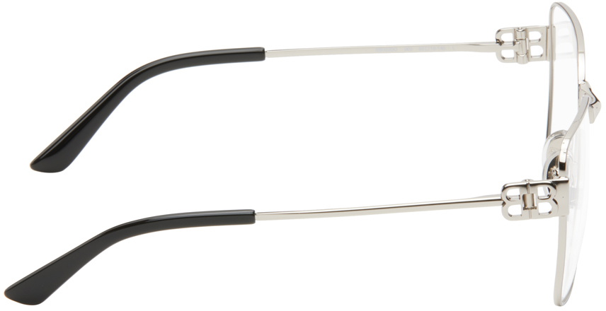 【関税込み】Balenciaga シルバー Mercury スクエアメガネ Balenciaga Silver Mercury Squared Metal Glasses Balenciaga