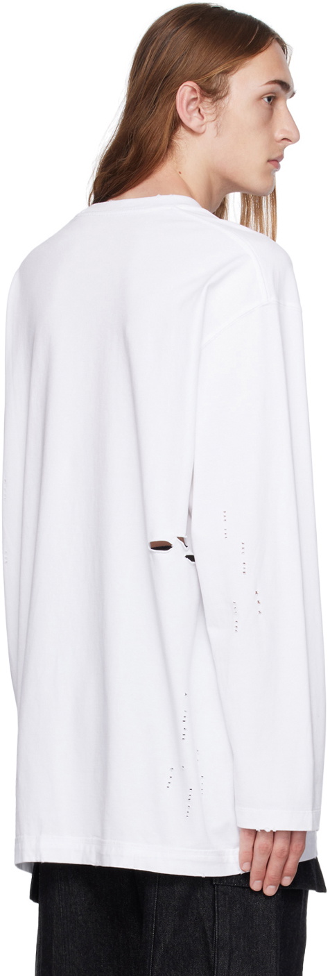 Youth White Damaged Long Sleeve T-Shirt