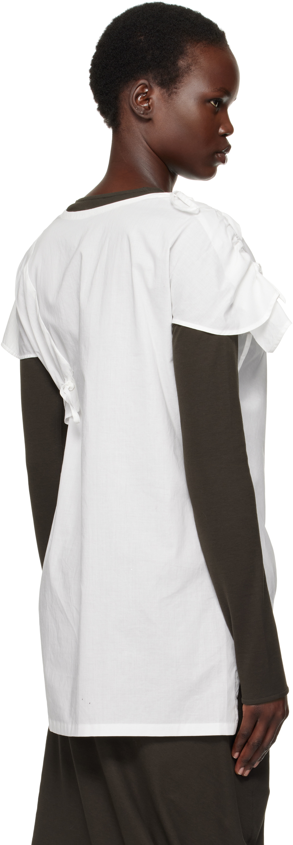 Y's White Shirring Blouse