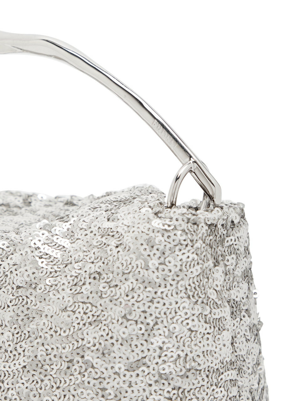 Erdem Bloom Mini Sequin-embellished top Handle bag - Silver - One Size