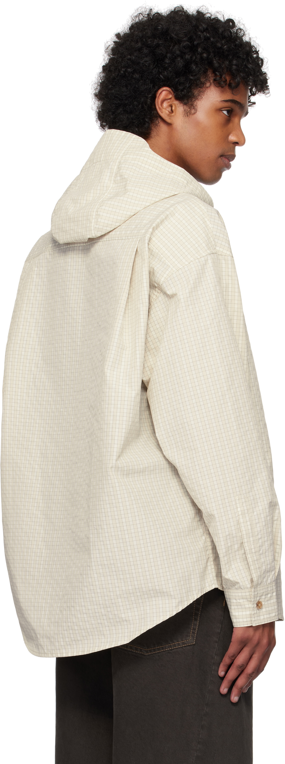 Kijun Off-White Check Hoodie Shirt
