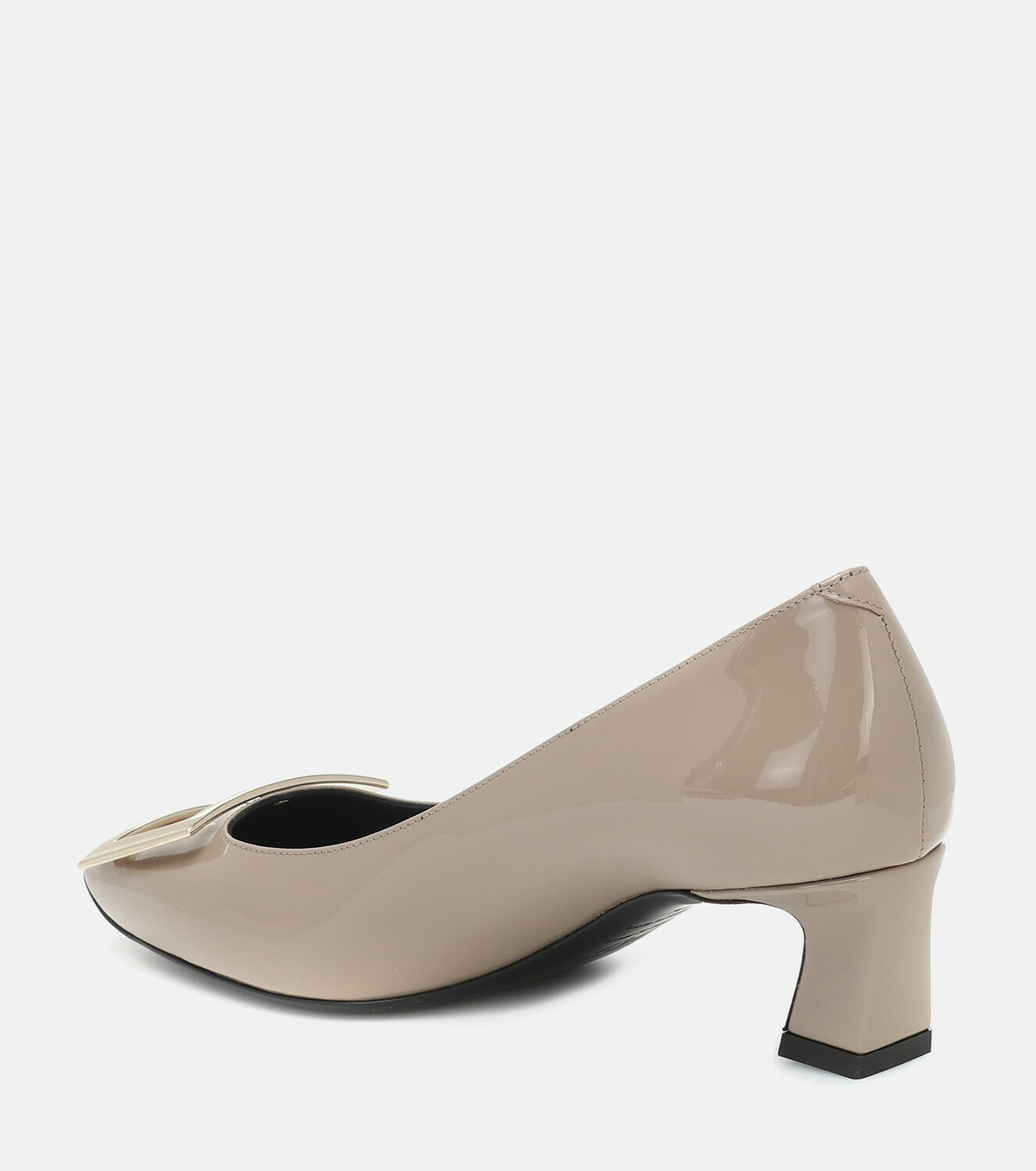ROGER VIVIER 25S TROMPETTE SQUARE TOE HIGH HEELS 45MM IN NUDE SHINY CALFSKIN