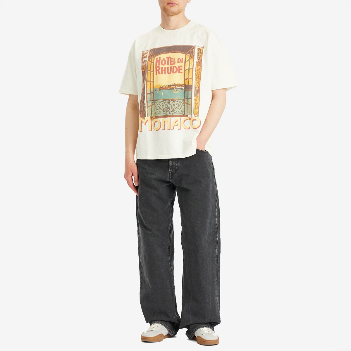 Rhude Men's Hotel Di Monaco T-Shirt in Vintage White Rhude