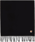 Maison Kitsuné Black Wool Fox Head Patch Scarf