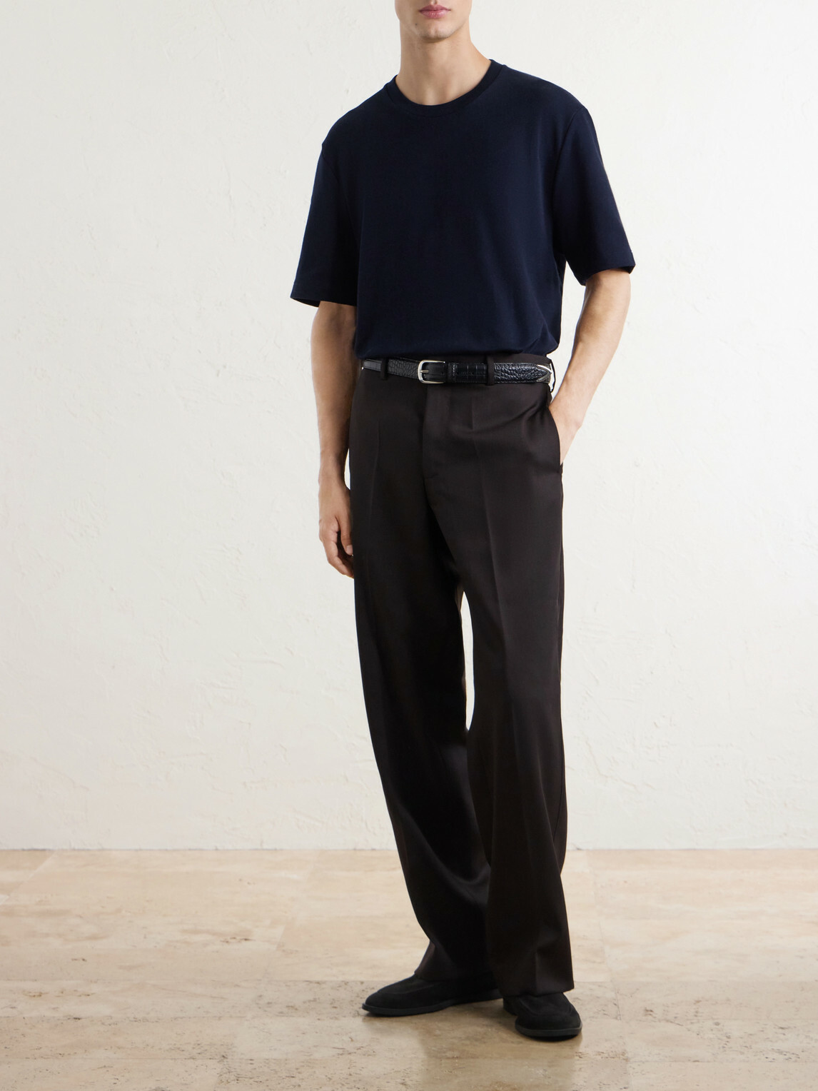 Mr P. - Cotton-Blend Double-Faced Jersey T-shirt - Blue