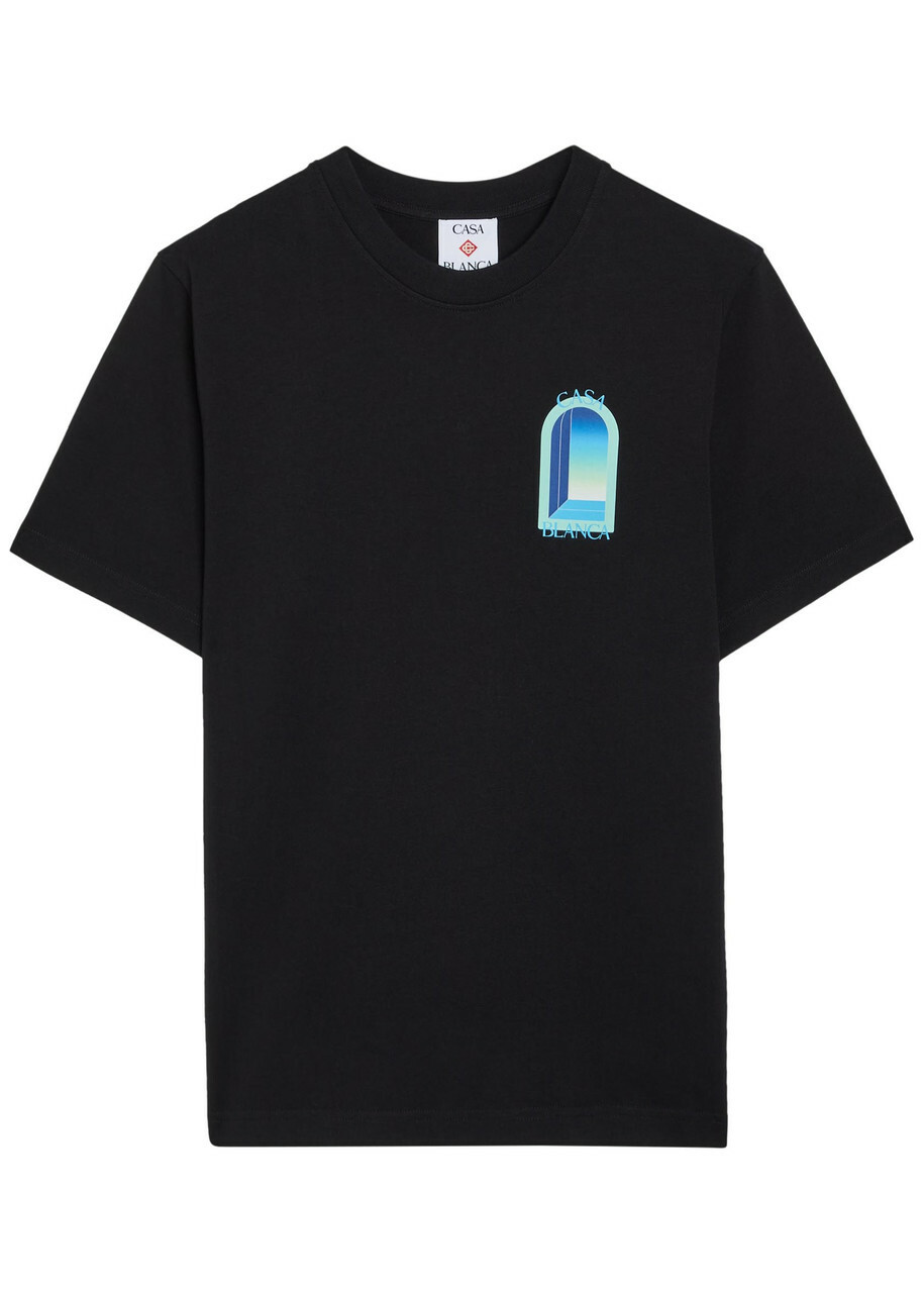 Casablanca Gradient Arch Printed Cotton T-shirt Black