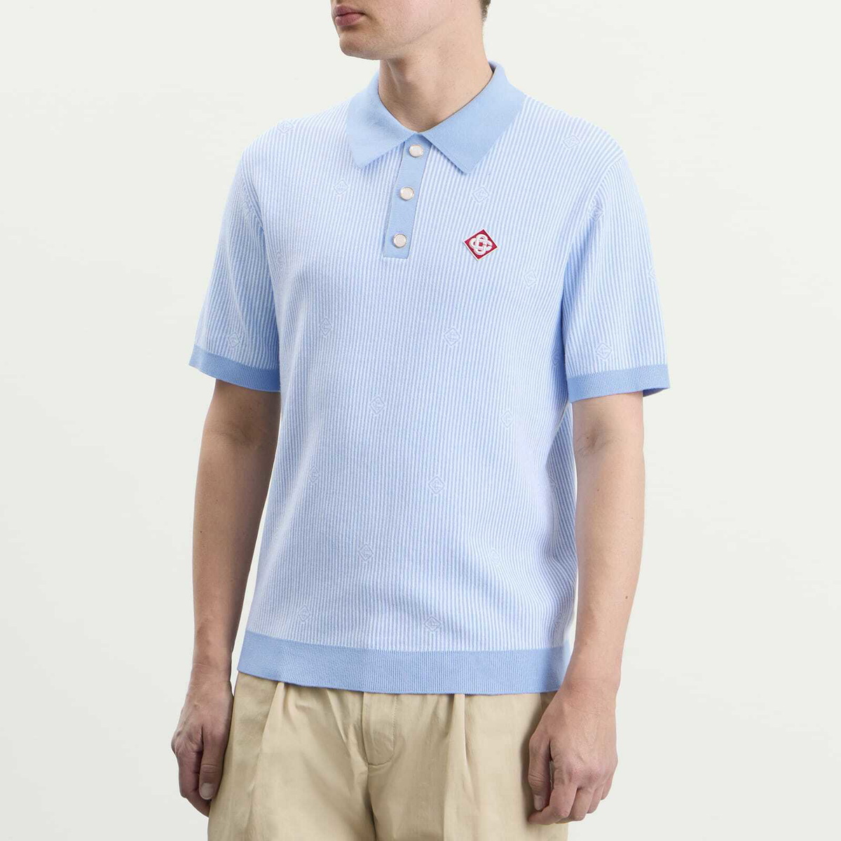 Casablanca Men's Pinstripe Polo Shirt in Blue
