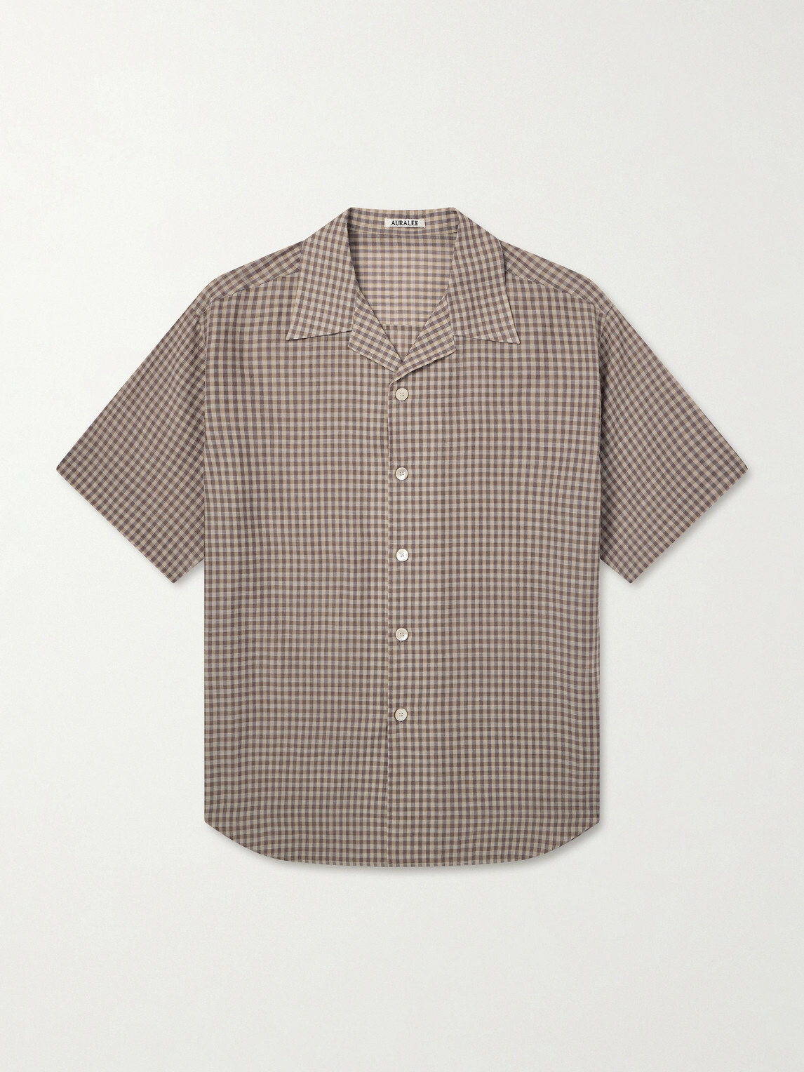 Auralee - Camp-Collar Checked Cotton Shirt - Brown