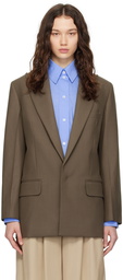 Victoria Beckham Khaki Single-Breasted Blazer