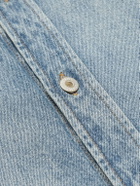 LOEWE - Logo-Embroidered Distressed Denim Overshirt - Blue