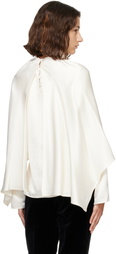 Róhe Off-White Satin Cape Blouse