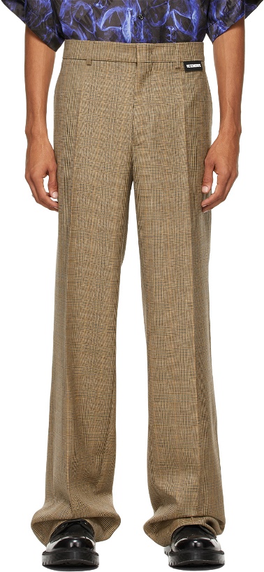 Photo: VETEMENTS Brown Wide-Leg Houndstooth Trousers