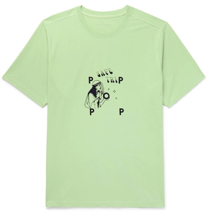 Photo: Pop Trading Company - SAFE-TRIP.ORG Logo-Print Cotton-Jersey T-Shirt - Green