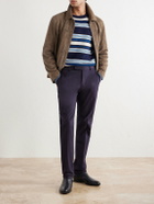 Brioni - Tapered Brushed Cotton-Blend Gabardine Trousers - Blue