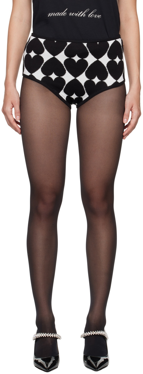 Moschino Black & White Optical Print Shorts
