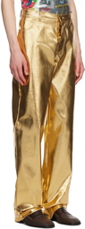 Theophilio SSENSE Exclusive Gold Metallic Coated Jeans