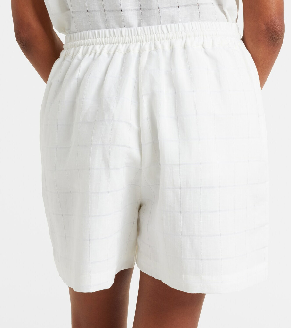 Asceno Boston checked linen and cotton shorts