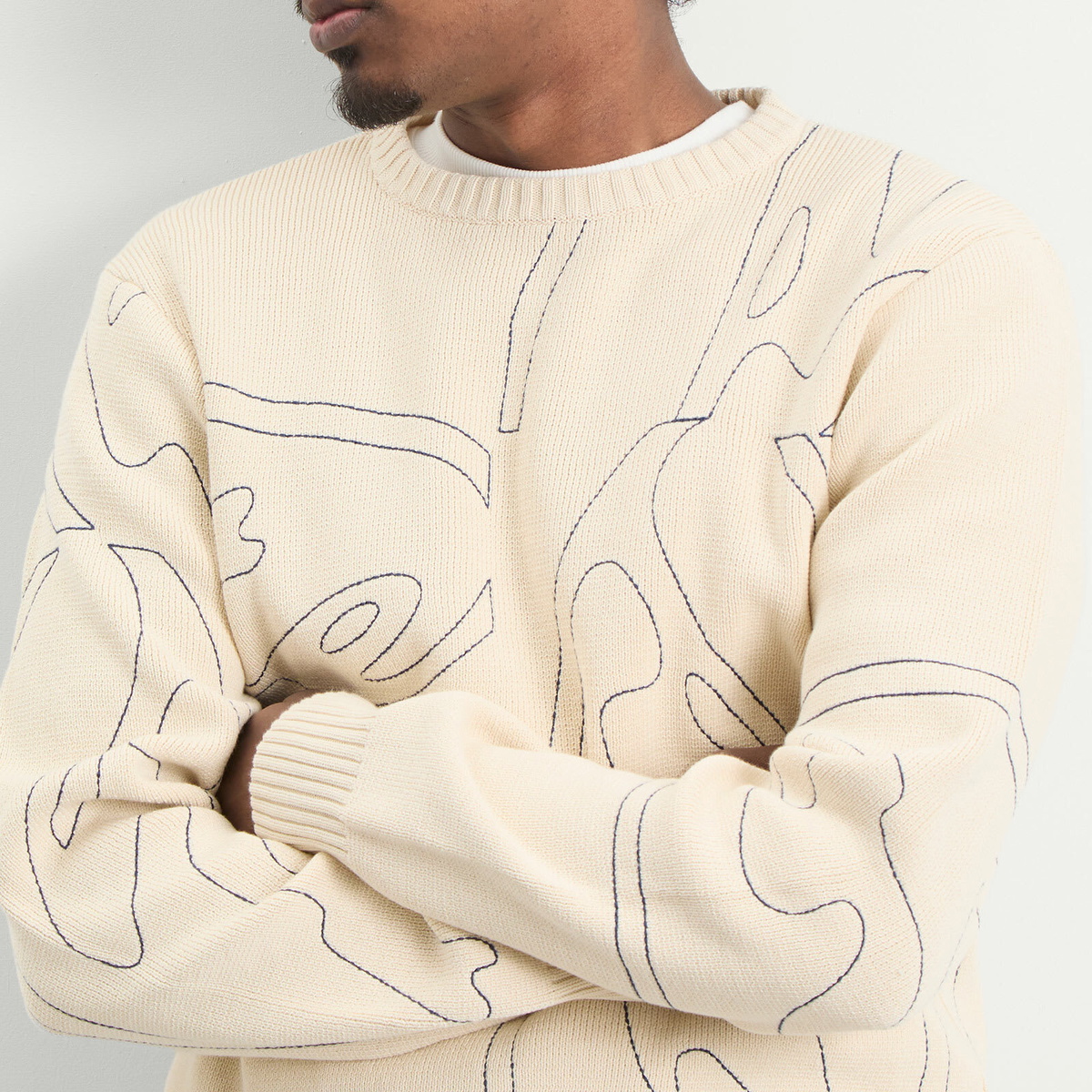 Arte Men's All Over Circle Logo Knit Jumper in Cream
