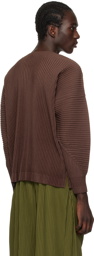 HOMME PLISSÉ ISSEY MIYAKE Brown Heather Pleats Long Sleeve T-Shirt