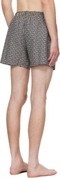 Balmain Beige & Black Monogram Swim Shorts
