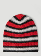 Striped Beanie Hat in Red