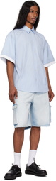 le PÈRE Blue Star Drover Denim Cargo Shorts