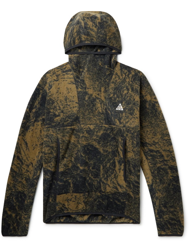 Photo: Nike - ACG NRG Wolf Tree Printed Recycled Polartec Therma-FIT Hoodie - Green