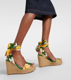 Dolce&Gabbana Floral satin wedge espadrilles