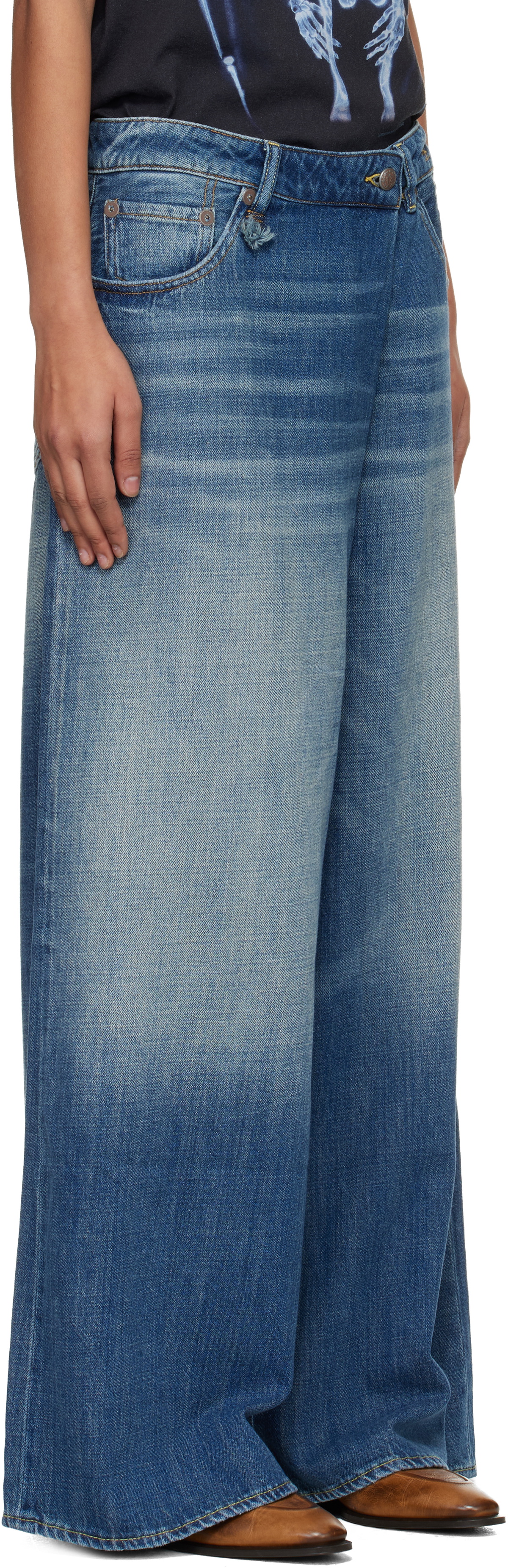 R13 Blue Nico Wrap Jeans