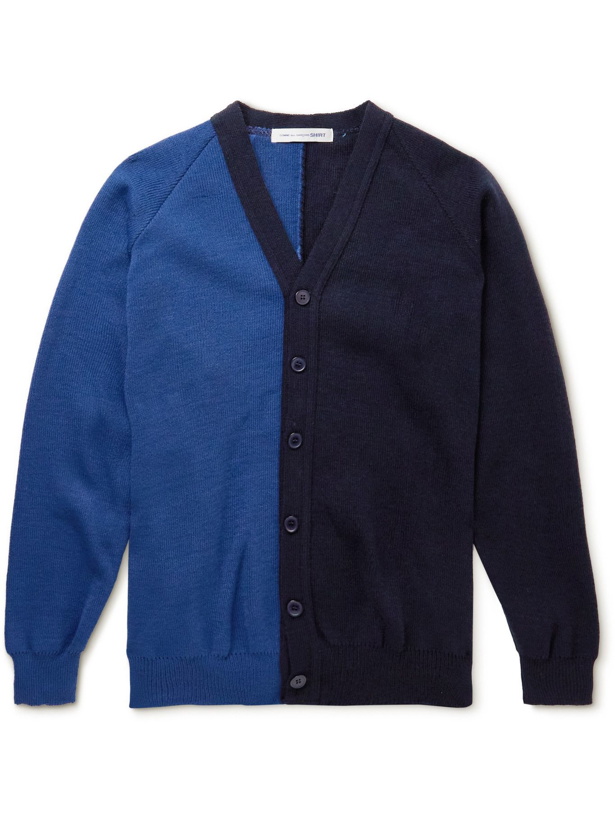 Photo: Comme des Garçons SHIRT - Two-Tone Knitted Cardigan - Blue