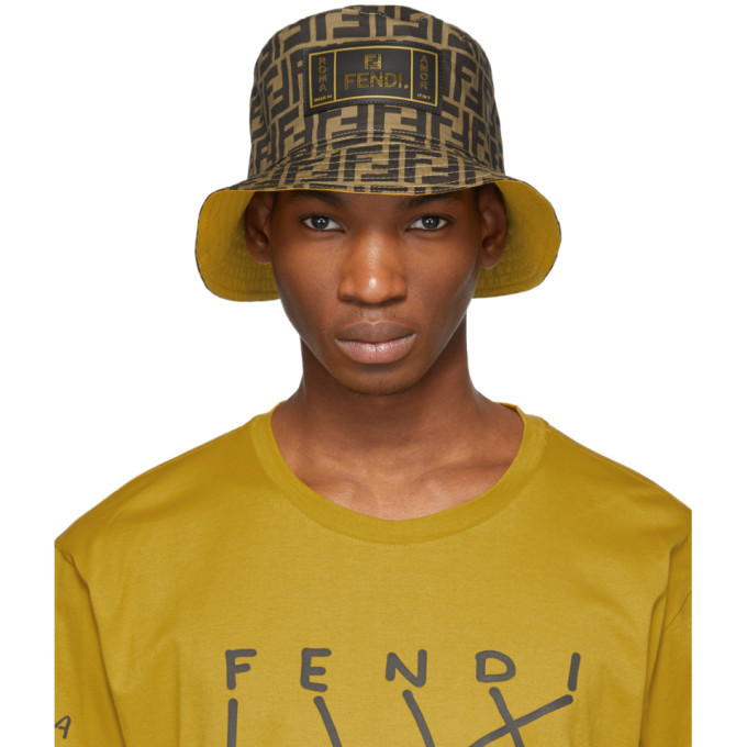 Photo: Fendi Reversible Brown and Yellow Forever Fendi Hat